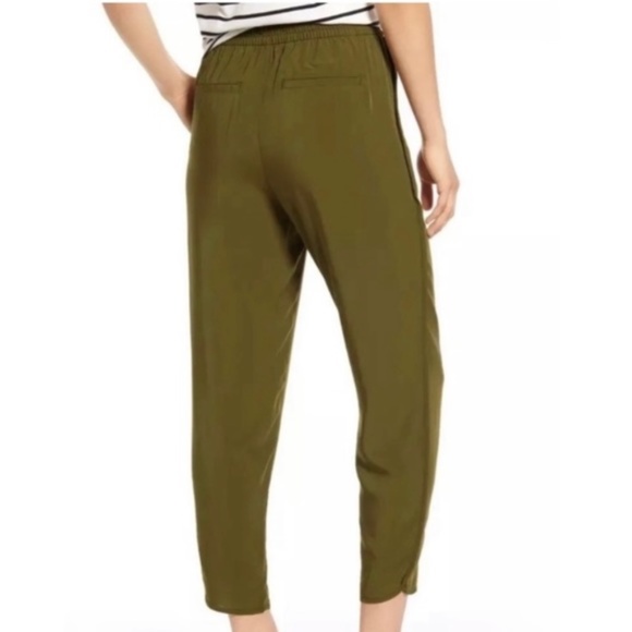 Madewell Dolphin Hem Track Trousers Cropped Pants on Olive Green / Brown - XS - Picture 2 of 7